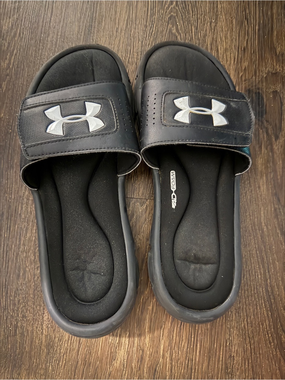 Under Armour Black Slide Sandals with White Logo